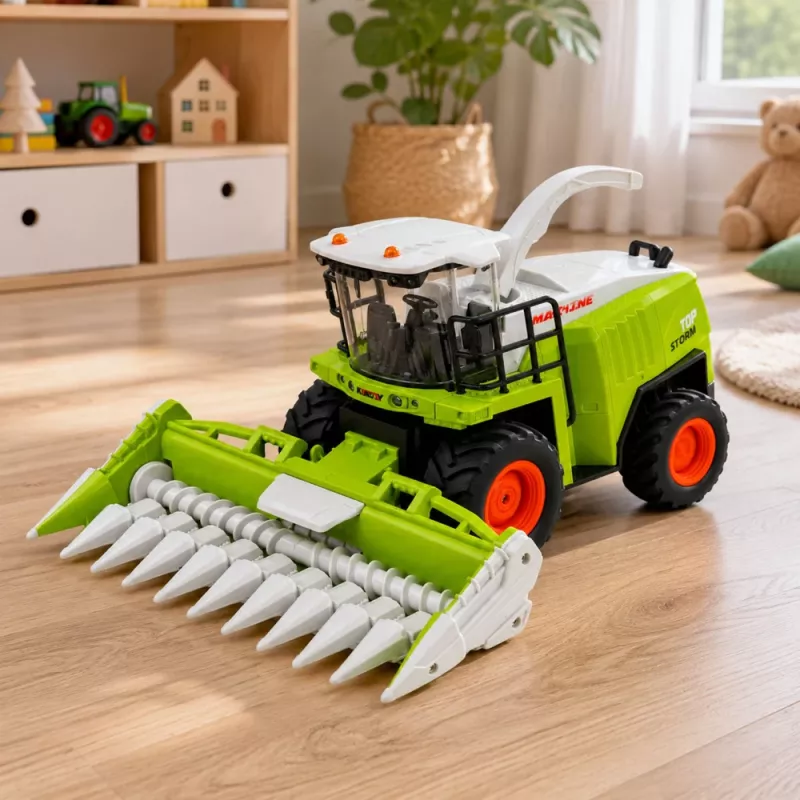 Máquina de colheita de milho com controlo remoto, luz e som 1:24 LEAN TOYS