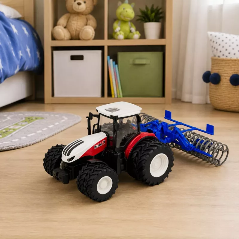 Trator com controlo remoto com rolo RC luzes vermelho 1:24 LEAN TOYS
