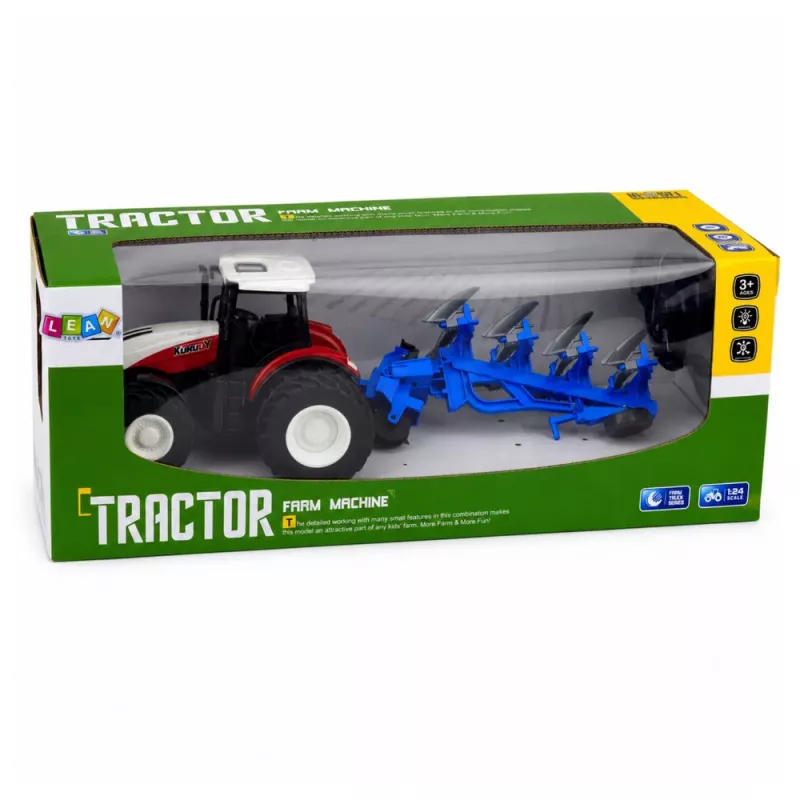 Trator RC com charrua dupla vermelho 1:24 LEAN TOYS
