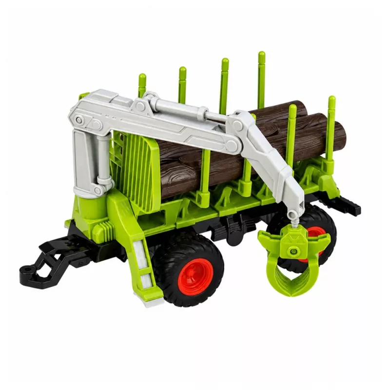 LEAN TOYS Trator telecomandado RC com atrelado florestal e garra para madeira 1:24