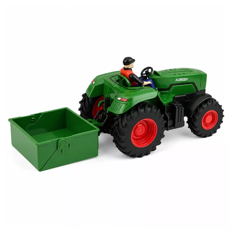 LEAN TOYS Trator agrícola RC telecomandado com atrelado agricultor 1:24