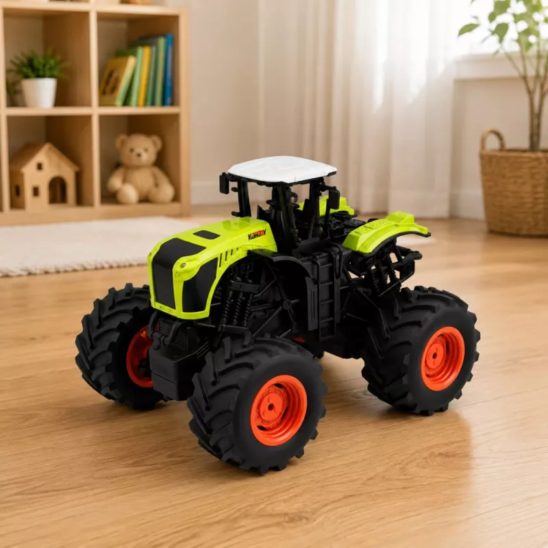 LEAN TOYS Trator agrícola RC telecomandado alto verde luzes sons 1:16