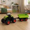 LEAN TOYS Trator agrícola alto com atrelado basculante, telecomandado, RC 1:16