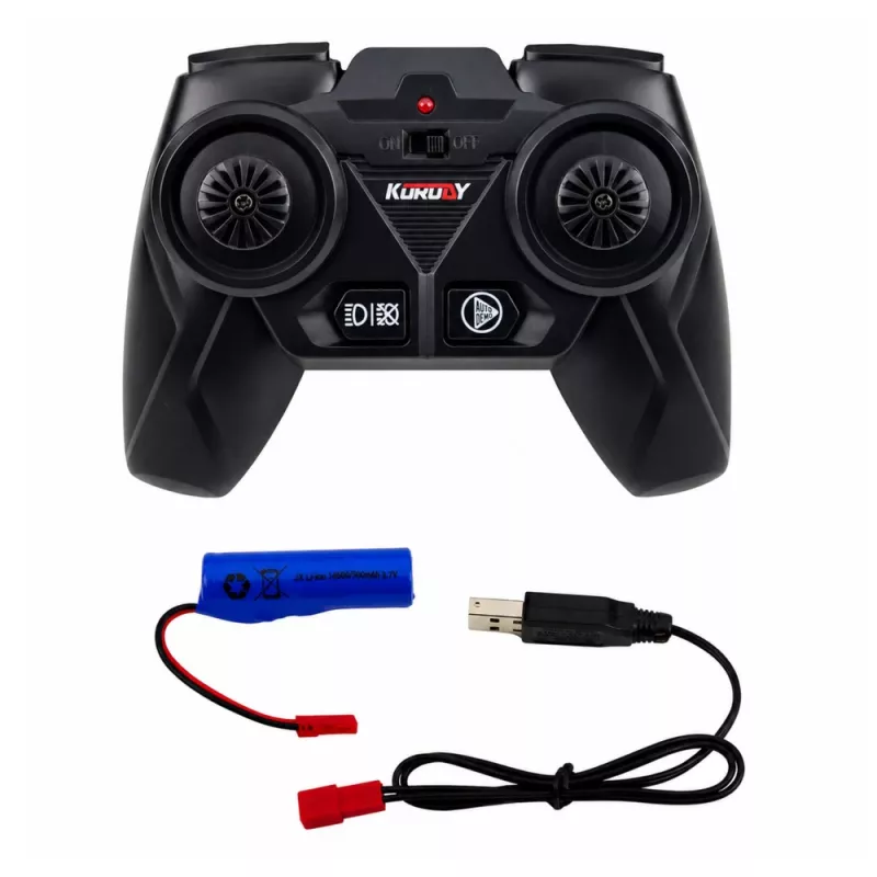LEAN TOYS Trator RC com garra para fardos, telecomandado, luzes, verde, 1:24