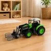 LEAN TOYS Trator RC com garra para fardos, telecomandado, luzes, verde, 1:24
