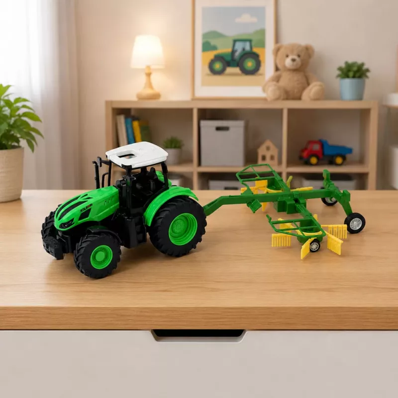 LEAN TOYS Comando à distância trator com ancinho RC luzes 1:24