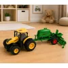 LEAN TOYS Trator com semeadeira e cultivador, luz e som, amarelo, 1:24