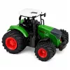 LEAN TOYS Trator agrícola com charrua de dois ferros, pneus de borracha, verde, 1:24