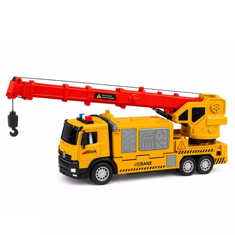 LEAN TOYS Camião com grua e transporte de veículos luzes sons amarelo