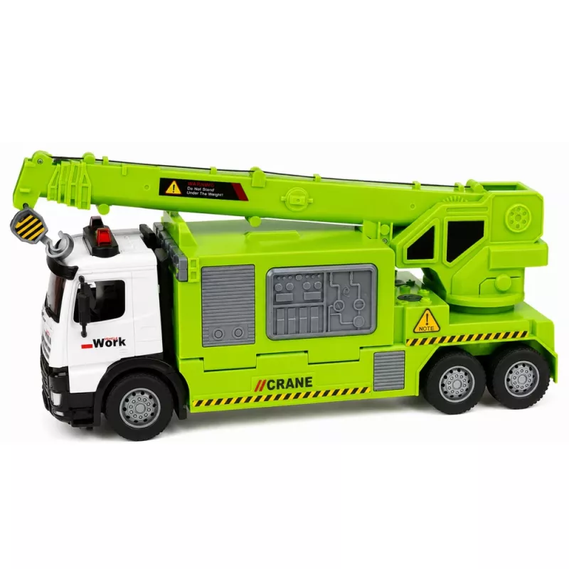 LEAN TOYS Camião com grua e transporte de veículos luz som verde