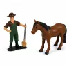 LEAN TOYS Ceifeira-debulhadora agrícola com barra de corte e arado, figuras de agricultores, cavalo, luz e som, 4 peças