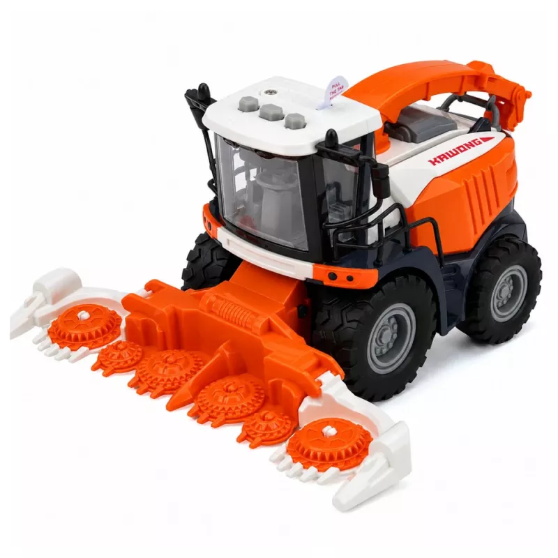 LEAN TOYS Ceifeira-debulhadora agrícola com barra de corte e arado, figuras de agricultores, cavalo, luz e som, 4 peças