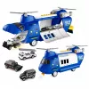 LEAN TOYS Avião de transporte de polícia dobrável com veículos, luzes e sons