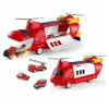 LEAN TOYS Avião de transporte de bombeiros dobrável grande com veículos, luzes e sons