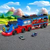 LEAN TOYS Transportador de locomotiva com carros, carris, rampa de lançamento, luzes e sons