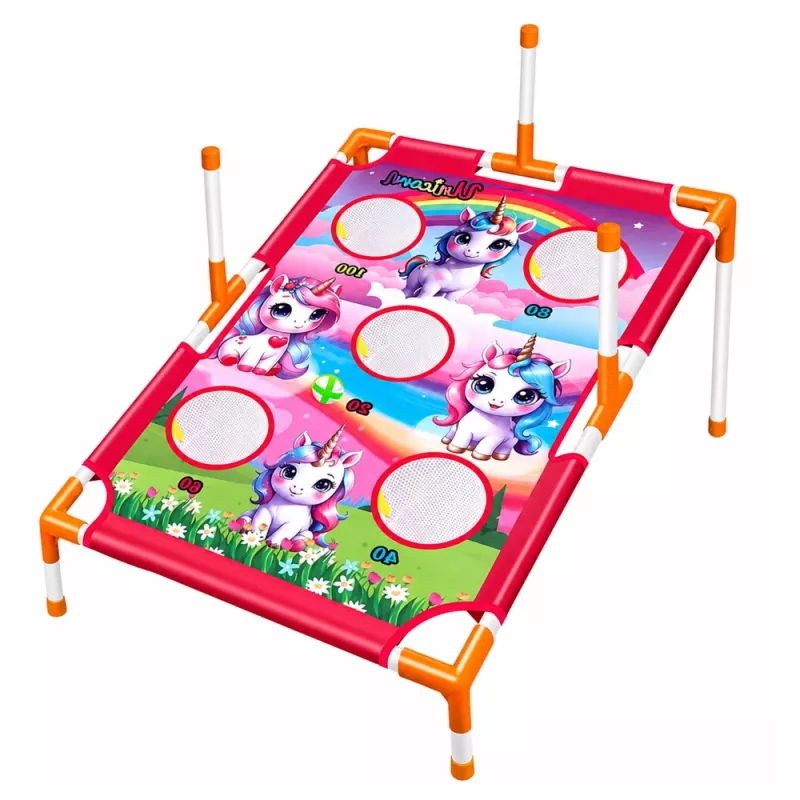LEAN TOYS Jogo 4-em-1 de lançamento ao alvo unicórnio com argolas e discos