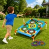 LEAN TOYS Jogo 4-em-1 de lançamento ao alvo e destreza com tabuleiro, sacos, argolas, frisbee