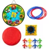 LEAN TOYS Jogo 4-em-1 de lançamento ao alvo e destreza com tabuleiro, sacos, argolas, frisbee