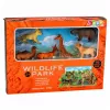 LEAN TOYS Conjunto de figuras de animais selvagens raposa girafa hipopótamo veado parque tabuleiro 3D