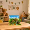 LEAN TOYS Conjunto de figuras de animais selvagens raposa girafa hipopótamo veado parque tabuleiro 3D