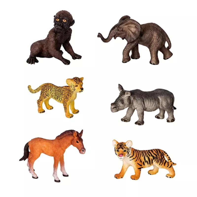 LEAN TOYS Conjunto de figuras de animais selvagens leopardo tigre elefante cavalo parque tabuleiro 3D