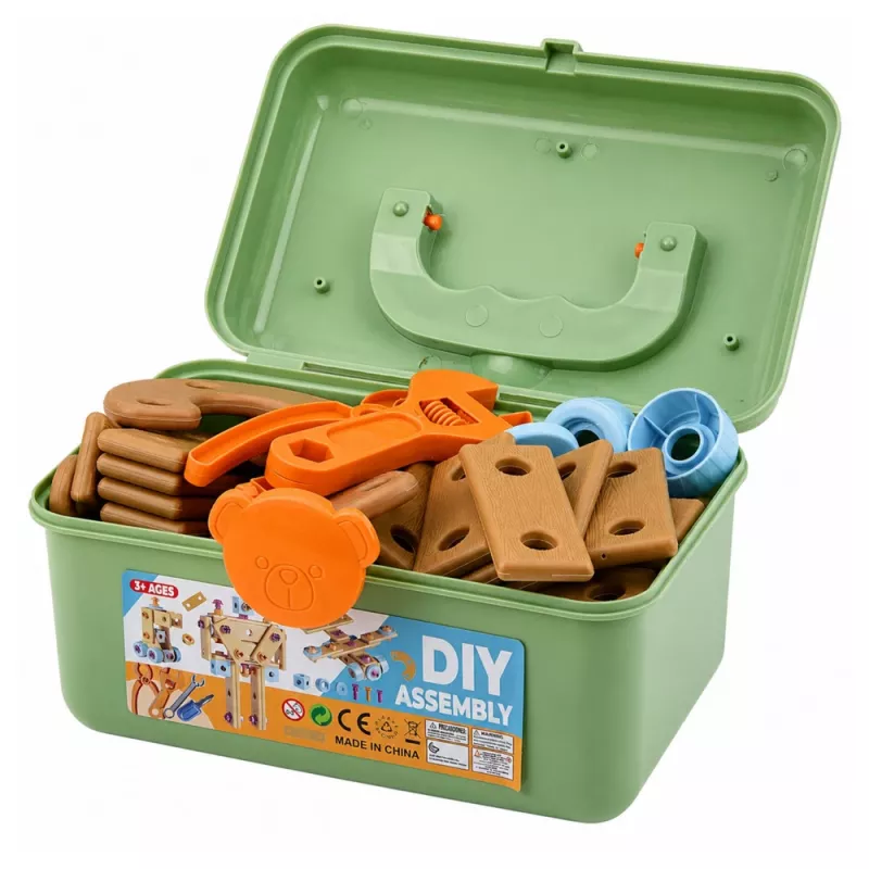 LEAN TOYS Conjunto de construção com chave de fendas e blocos em mala, 190 peças