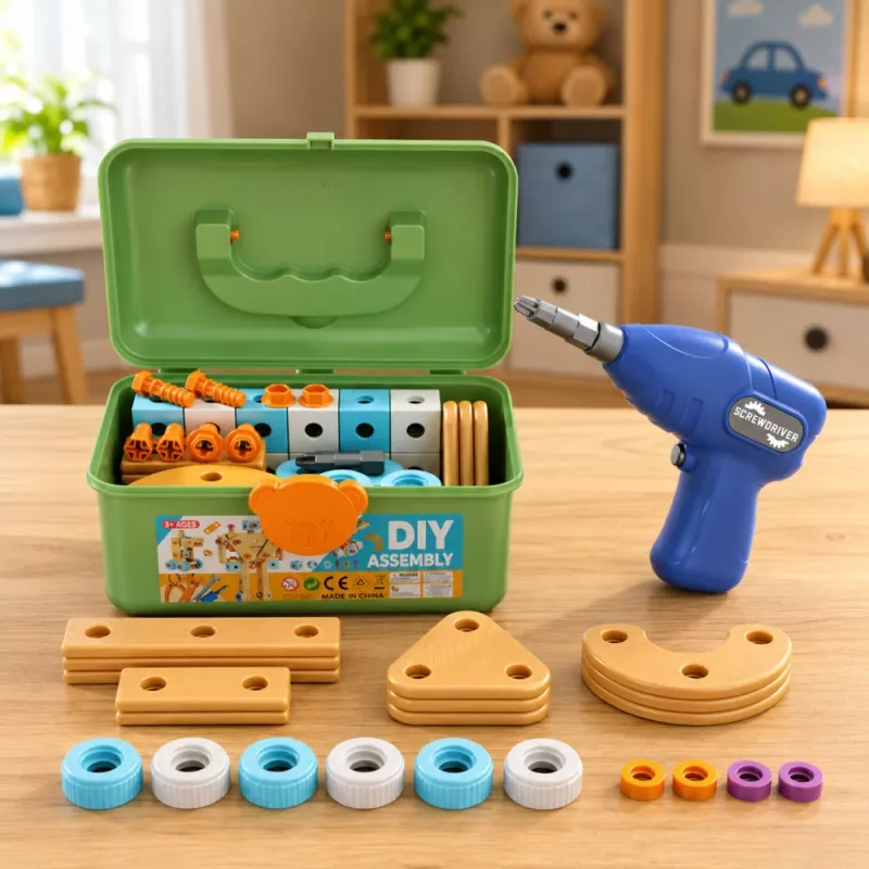 LEAN TOYS Conjunto de construção com chave de fendas e blocos em mala, 190 peças