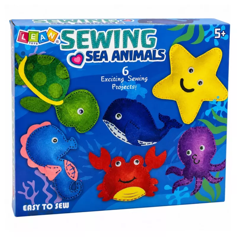 LEAN TOYS Conjunto criativo de peluches para costurar feltro DIY animais marinhos 6 unid.