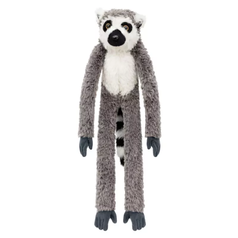 LEAN TOYS Peluche lémure mascote com patas de velcro para pendurar, 50 cm, cinzento/branco/preto