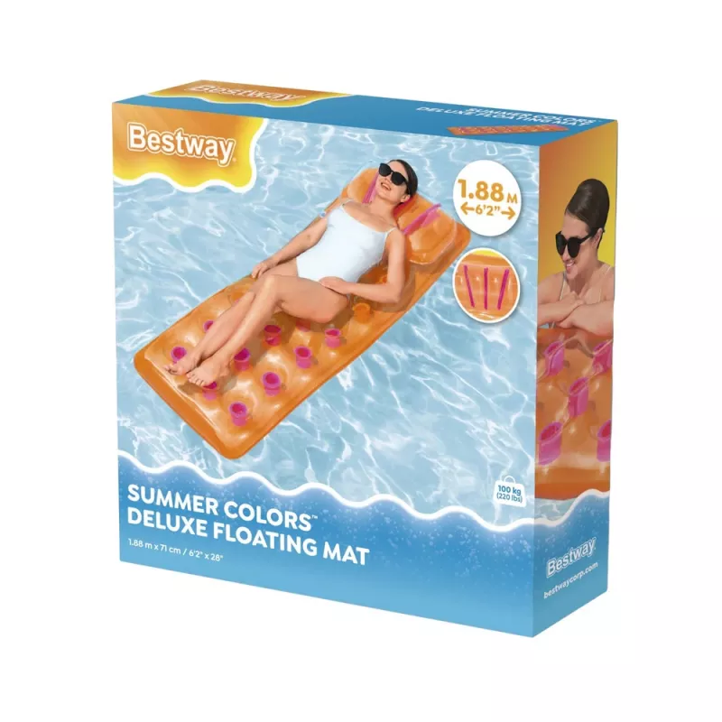 Bestway 43015 Colchão insuflável para piscina, laranja, 183x69x15 cm