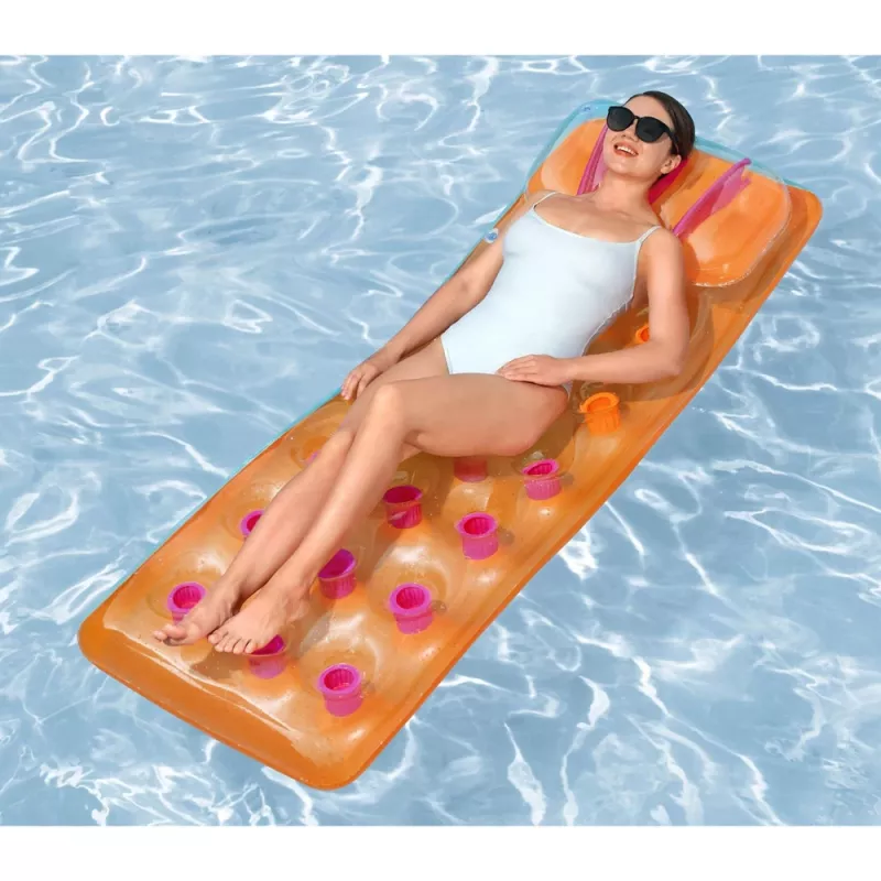 Bestway 43015 Colchão insuflável para piscina, laranja, 183x69x15 cm