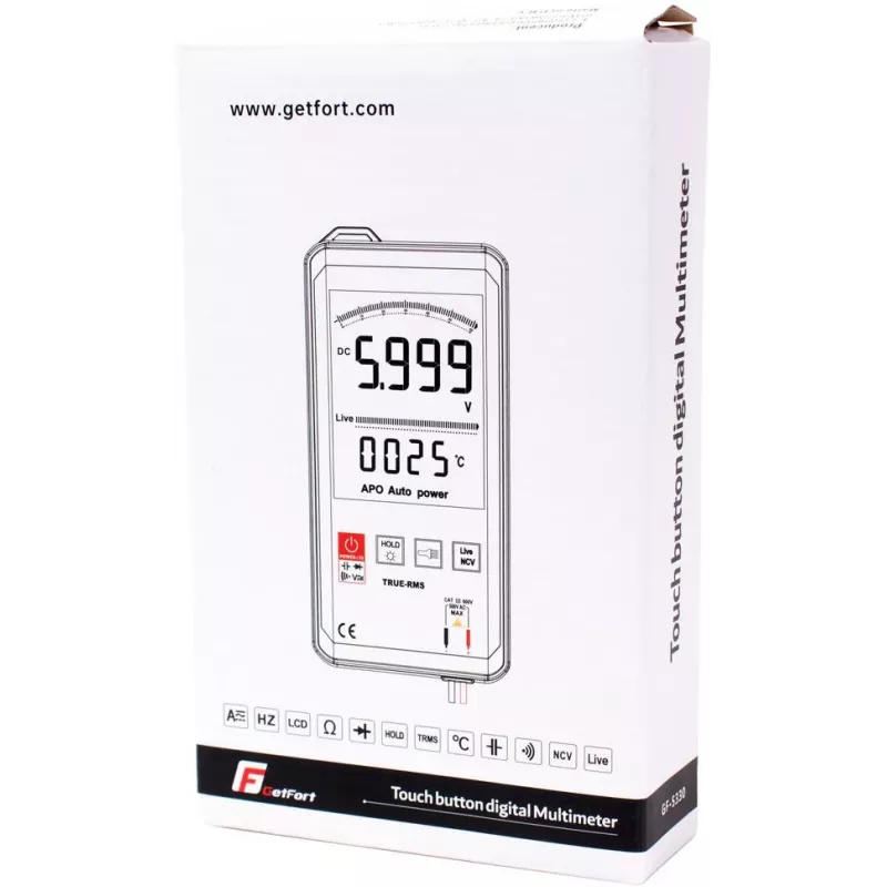 GETFORT GF-5330C Multímetro digital, 1999 contagens, True RMS, CAT III 600V