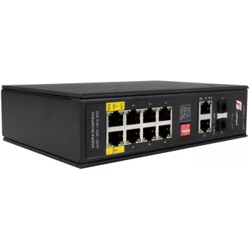 GETFORT GF-110-8PG-2G-2S Switch Industrial PoE+, 8x PoE+ Gigabit + 2x Gigabit + 2x SFP, -40°C a 80°C