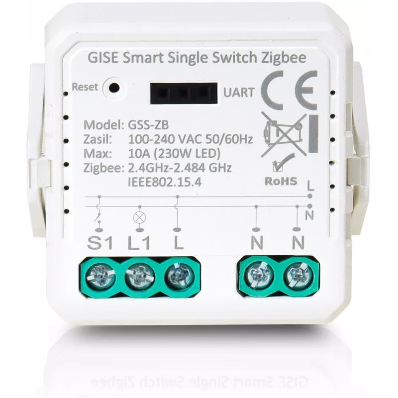 GISE Módulo de Relé Único Inteligente (Sem Neutro) Zigbee Tuya GSS-ZB-NN