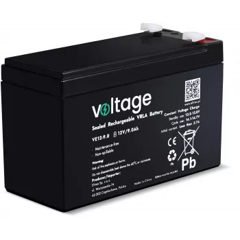 Bateria AGM VOLTAGE 12V 9Ah VE12-9.0 (6-9 anos de vida útil)