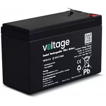 Bateria AGM VOLTAGE 12V 7Ah VE12-7.0 (6-9 anos de vida útil)