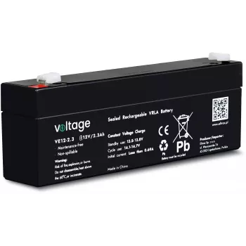 Bateria AGM VOLTAGE 12V 2,3Ah VE12-2.3 (6-9 anos de vida útil)