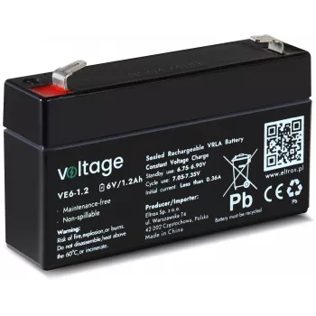 Bateria AGM Voltage 6V 1,2Ah VE6-1.2 (vida útil de projeto 6-9 anos)