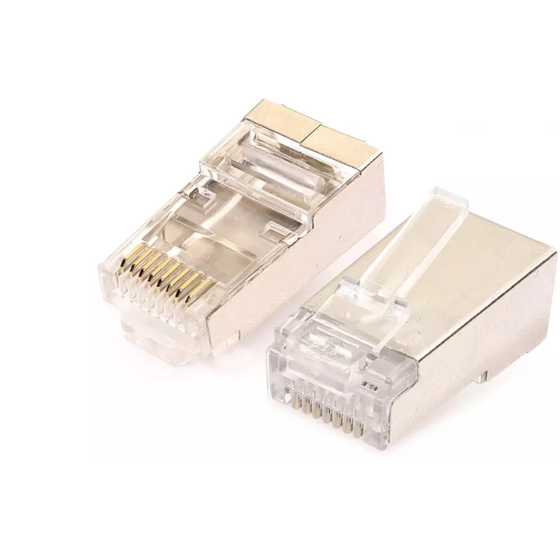 GETFORT Ficha RJ45 Cat.6A Blindada com Guia de Fios, 8P8C, 100 unid.