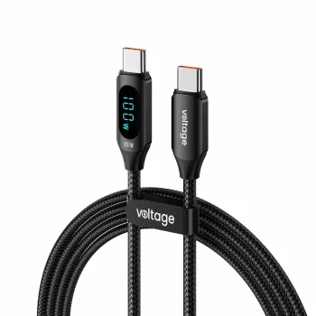 Cabo USB-C para USB-C Voltage PowerDisplay 100W PD 1m Preto