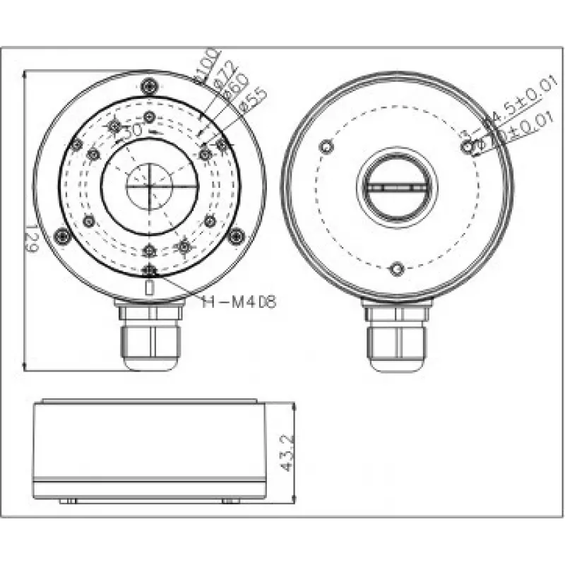 MITON MT-P1280-B Caixa Elétrica, Cinzento, ABS, IP65, 120x80x70mm