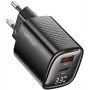Voltage Carregador GaN Mini 33W PD 3.0 QC 3.0 USB-A USB-C Visor Digital Preto