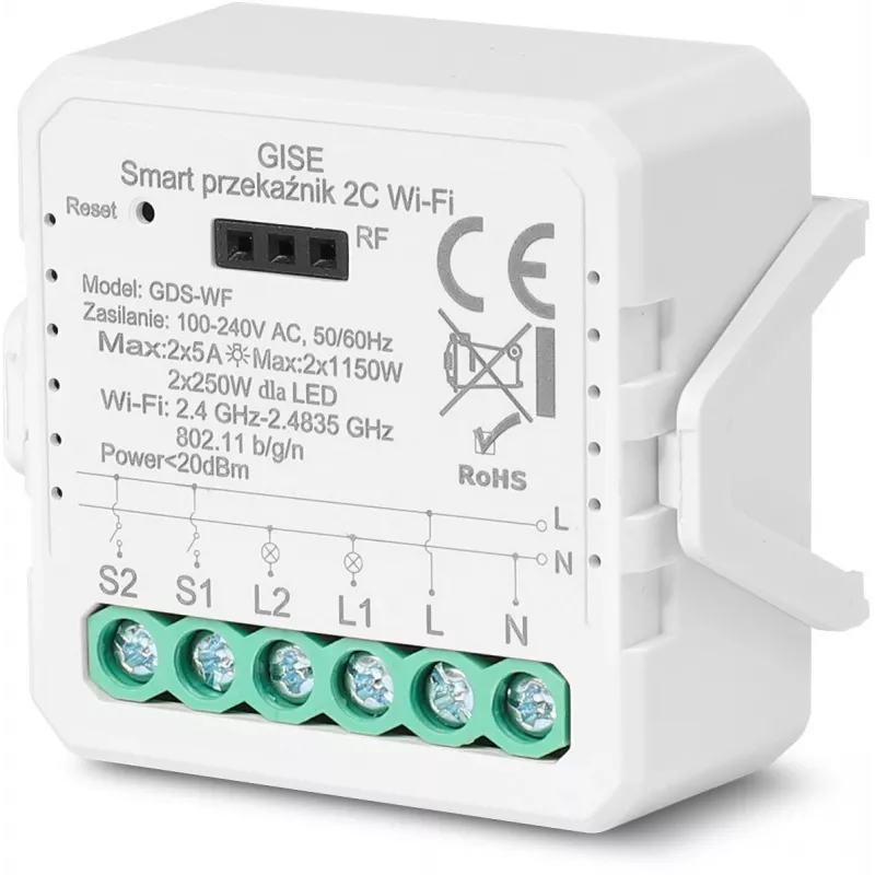 GISE Módulo WiFi de Relé Duplo Smart Tuya GDS-WF