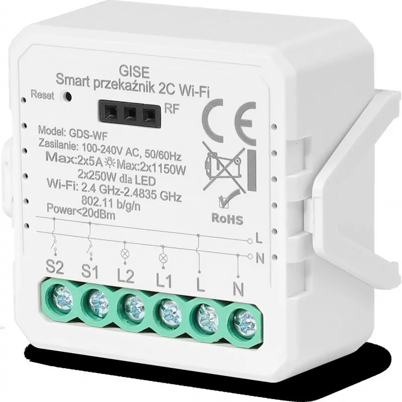GISE Módulo WiFi de Relé Duplo Smart Tuya GDS-WF