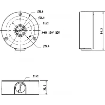 MITON MT-P134-B Caixa de Sobrepor IP65 Cinzento ABS