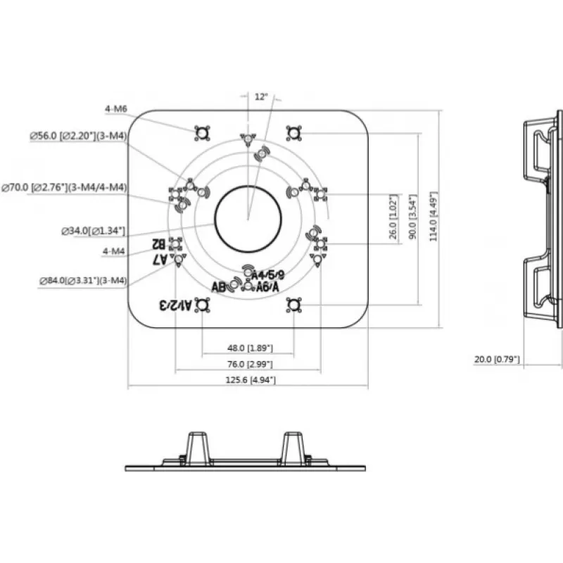 MITON Placa Adaptadora VESA MT-P152-B - 75x75/100x100 para 200x100/200x200, Preta, 30 kg