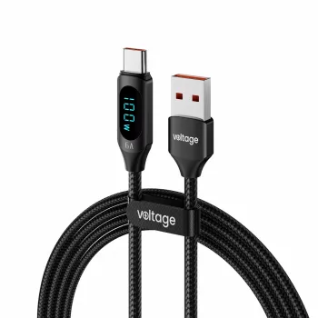 Cabo USB-A para USB-C Voltage PowerDisplay 66W 100cm preto