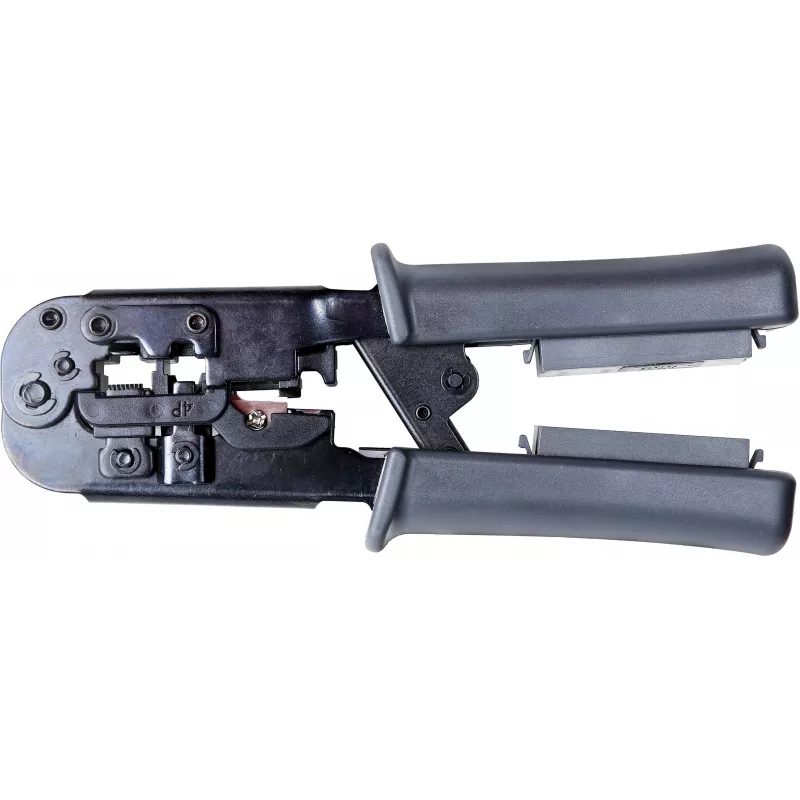 Alicate de cravar para cabos de rede Getfort 8P8C/RJ-45, 6P6C/RJ-12, 6P4C/RJ-11 com testador integrado