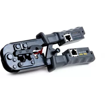 Alicate de cravar para cabos de rede Getfort 8P8C/RJ-45, 6P6C/RJ-12, 6P4C/RJ-11 com testador integrado