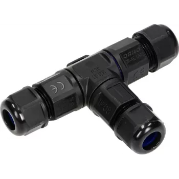 ORNO OR-AE-13602 Conector em T IP68, 3x4mm², 450V/25A, preto